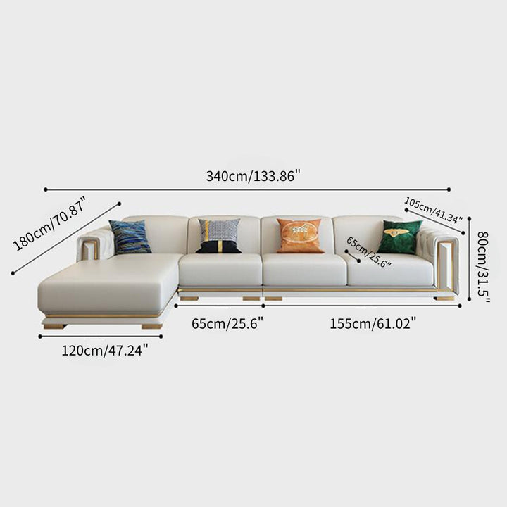 Sitka Nappa Leather Tufted Chesterfield Sectional Sofa with Chaise