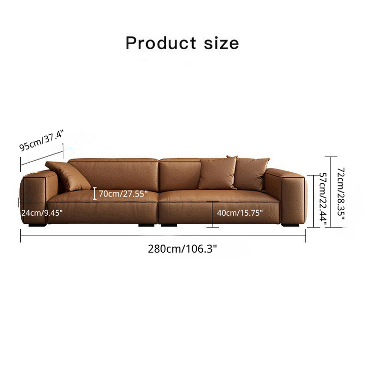 Madge Brown Microfiber Leather 4 Seats Couch with Ottoman