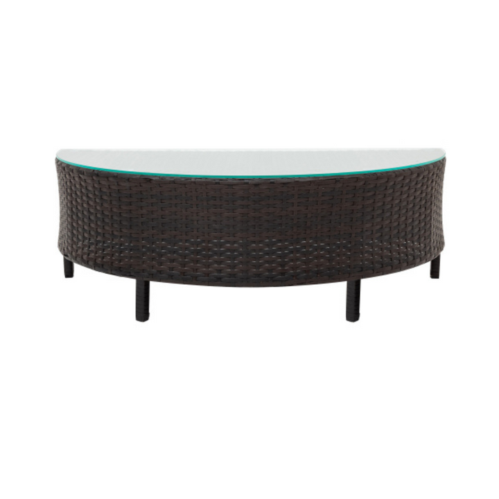 Irta All-Weather Wicker Outdoor Sectional Sofa Set with Tempered Glass Table