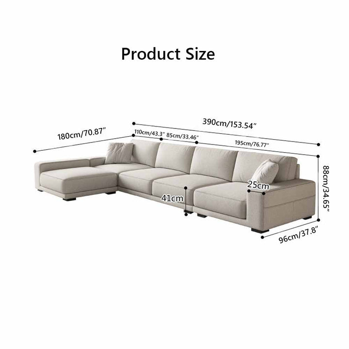 Todd Cotton Linen Corner 5 Seats Fabric Sofa With Single Chair