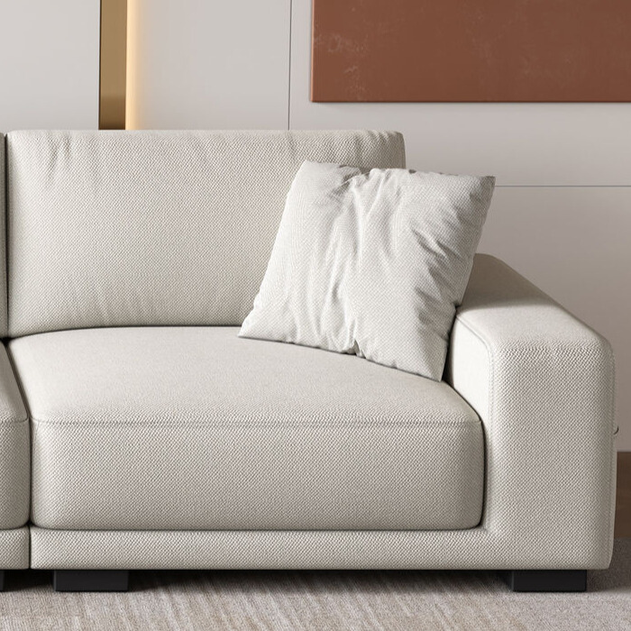 Todd Cotton Linen Corner 5 Seats Fabric Sofa With Single Chair