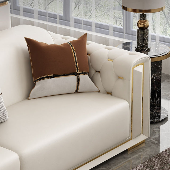 Sitka Nappa Leather Tufted Chesterfield Sectional Sofa with Chaise