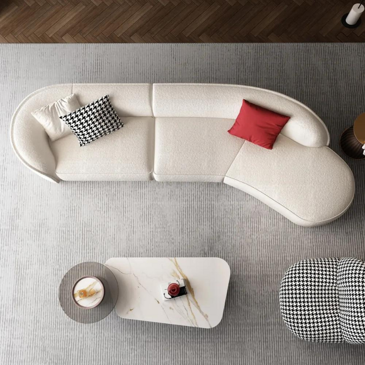 Ghita Lambswool Curved White Sectional Sofa