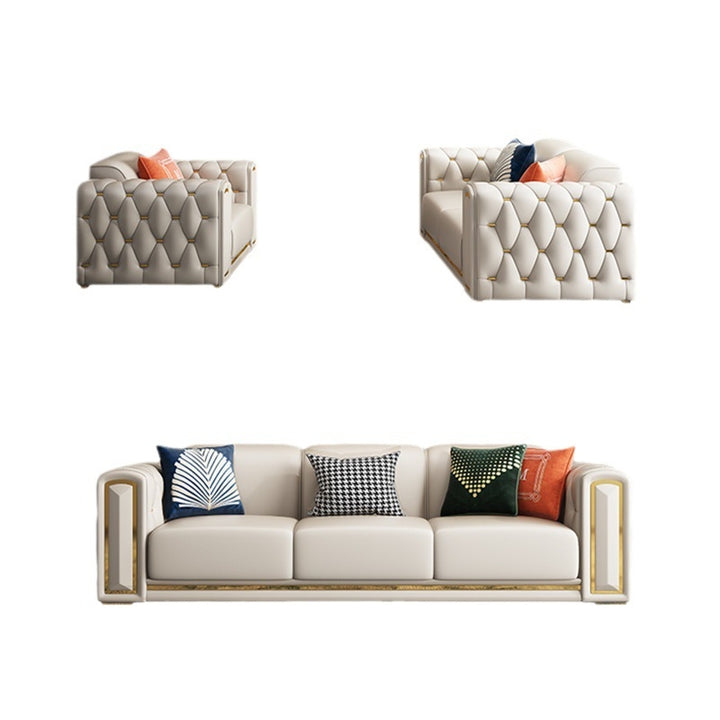 Sitka 3-Piece Napa Leather Tufted Chesterfield Sofa Set