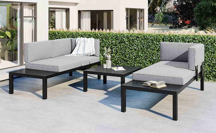 Oasis Outdoor Aluminum Alloy Sectional Sofa Set with End Table