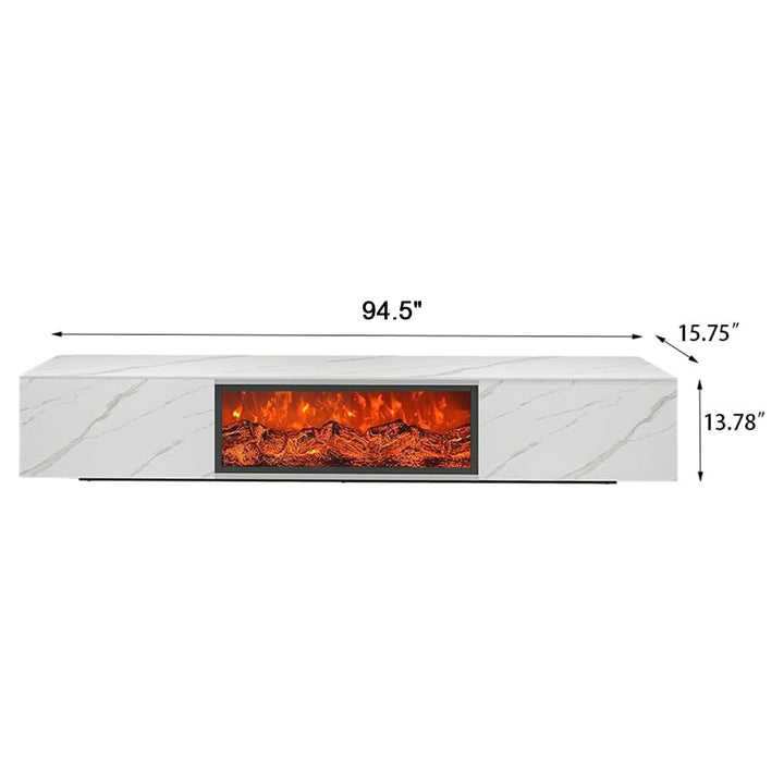 94.5“ Electric Fireplace Wood Storage TV Stand with Remote Control for TVs
