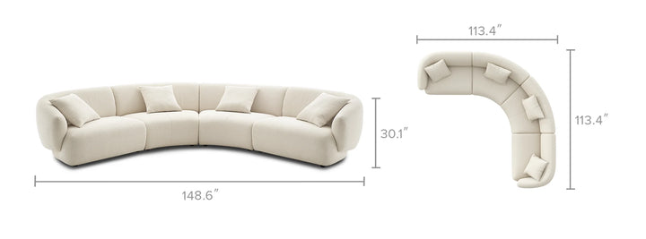 Auburn Velvet Curved Modular 4 Seater Sofa