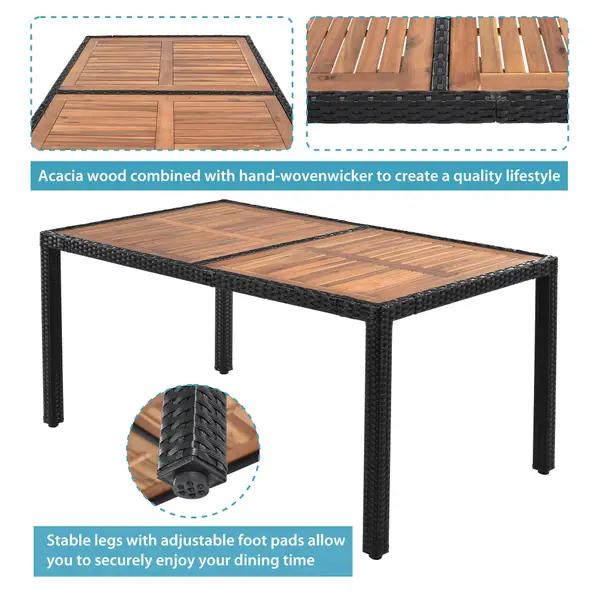 Haven 7-Piece Patio Wicker Dining Sets For 6 | Hooseng Furniture – HOOSENG