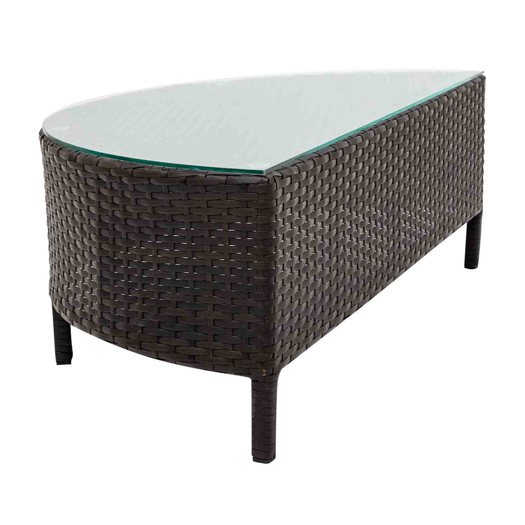 Irta All-Weather Wicker Outdoor Sectional Sofa Set with Tempered Glass Table