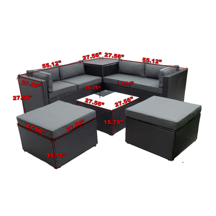 Irta Outdoor Sectional Sofa Set with Storage Box-6 Seat