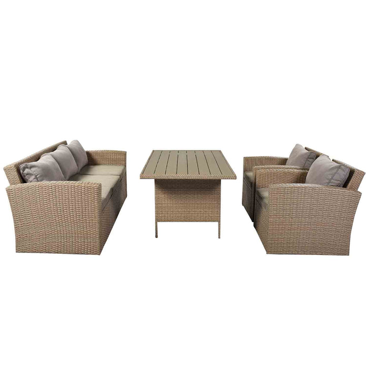 Irta Outdoor Wicker Furniture Sofa Set with Rectangular Table - 5 Seat