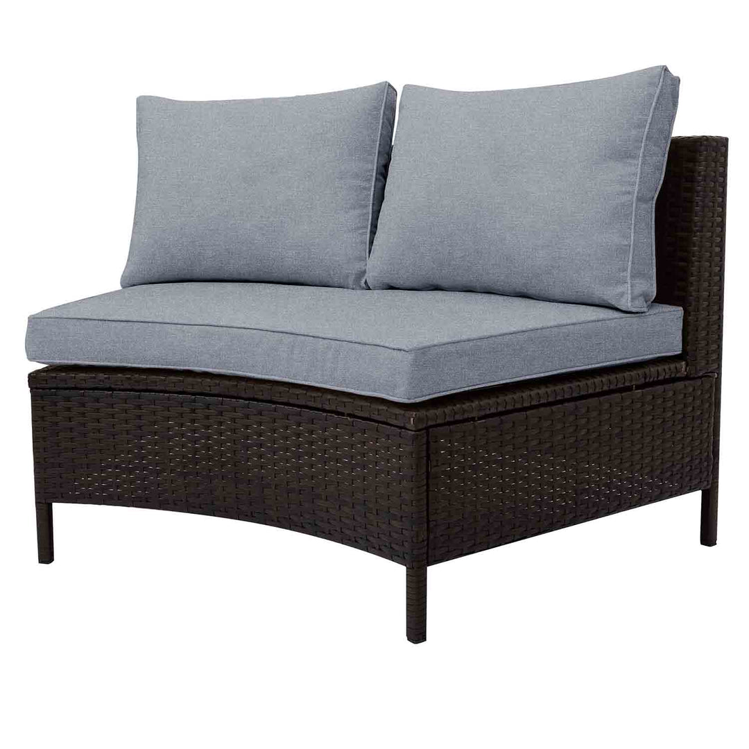 Irta All-Weather Wicker Outdoor Sectional Sofa Set with Tempered Glass Table