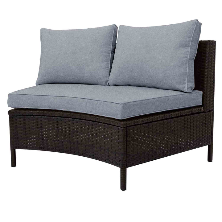 Irta All-Weather Wicker Outdoor Sectional Sofa Set with Tempered Glass Table