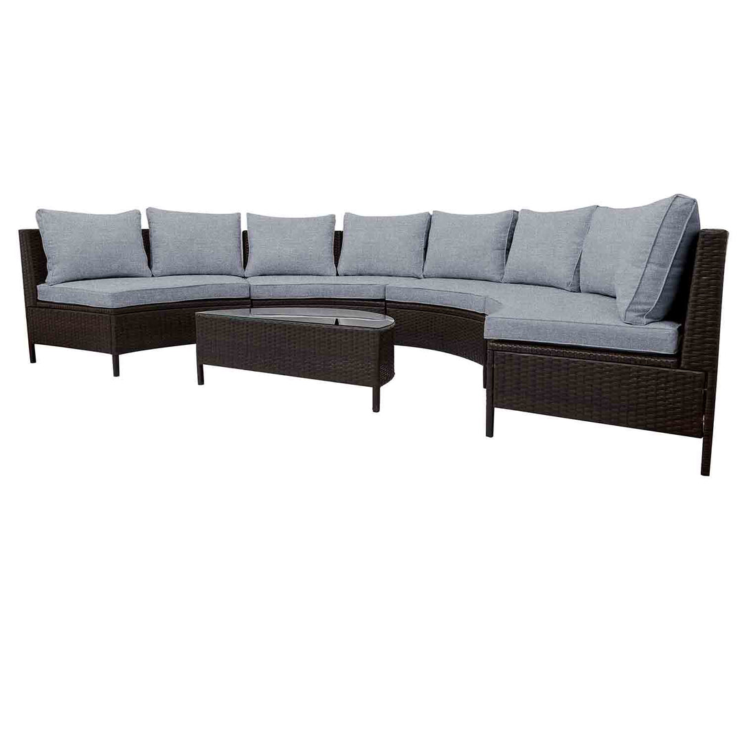 Irta All-Weather Wicker Outdoor Sectional Sofa Set with Tempered Glass Table