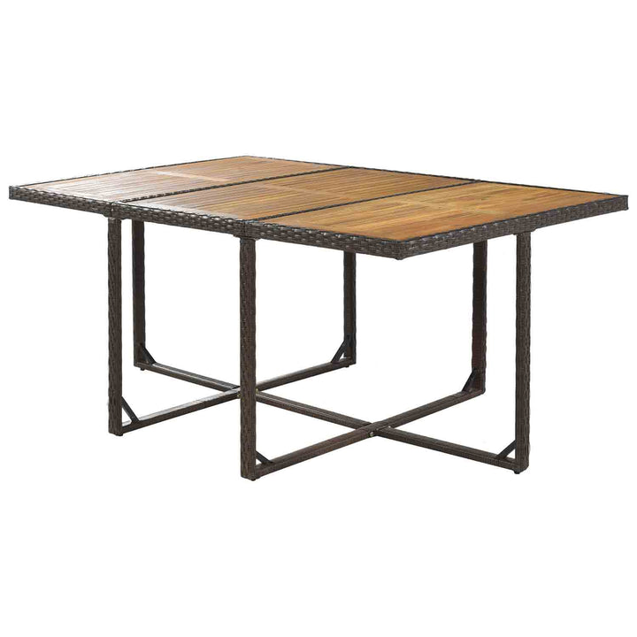 Haven Patio Wicker Dining Table Set with Wood Tabletop for 10