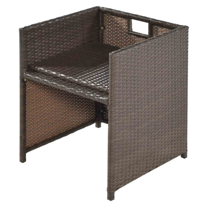 Haven Patio Wicker Dining Table Set with Wood Tabletop for 10