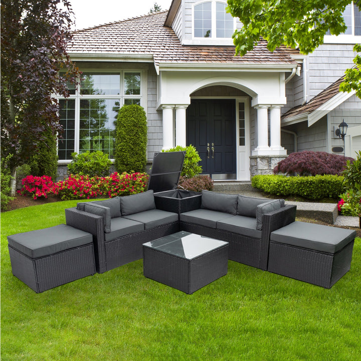Irta Outdoor Sectional Sofa Set with Storage Box-6 Seat