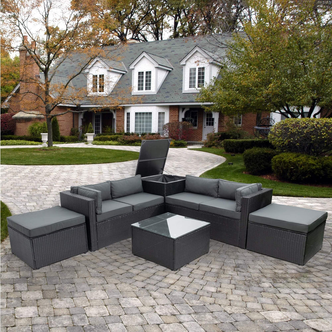 Irta Outdoor Sectional Sofa Set with Storage Box-6 Seat