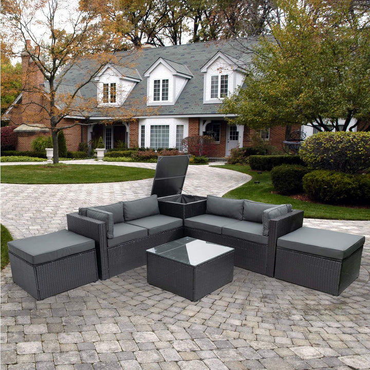 Irta Outdoor Sectional Sofa Set with Storage Box-6 Seat