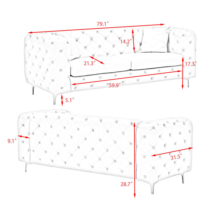 Sitka Pink Velvet Loveseat With Two Throw Pillows