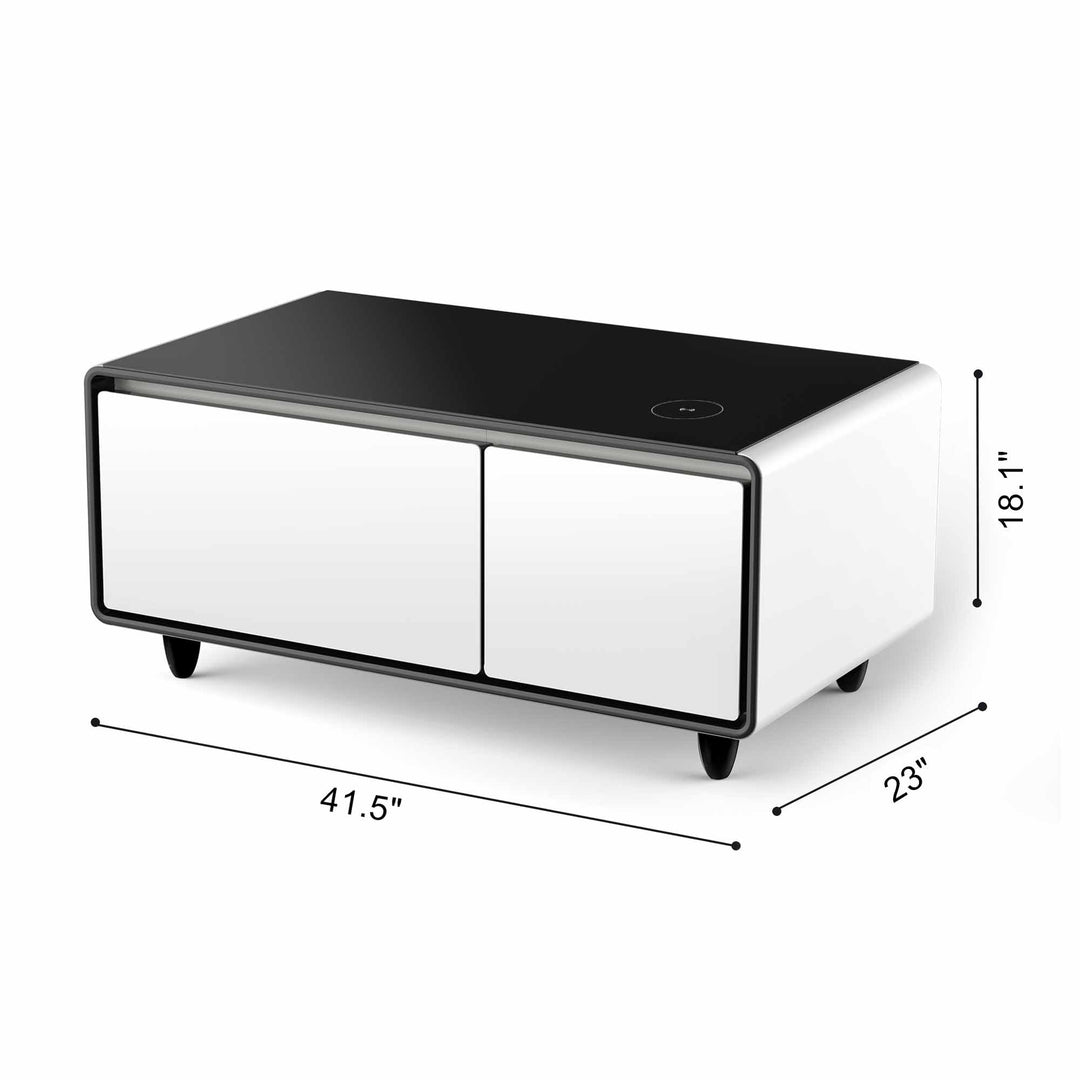 Shinju Modern Smart mini Coffee Table with Built in Fridge,white