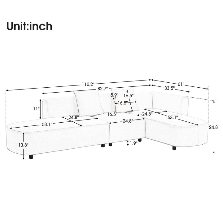 Sytti L Shaped Sectional Sofa 110.2''
