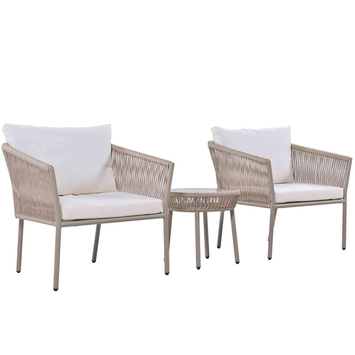 Irta Woven Rope Patio Lounge Chair with Cushion 3 Piece Set