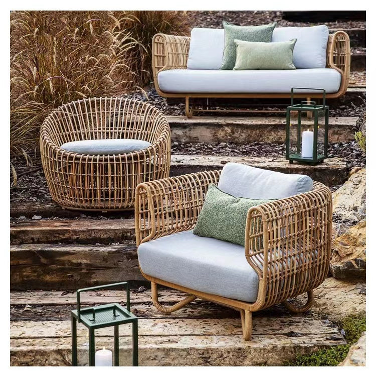 Oasis Rattan Outdoor Nest Shape Loveseat Set with Armchair - 4 Seat