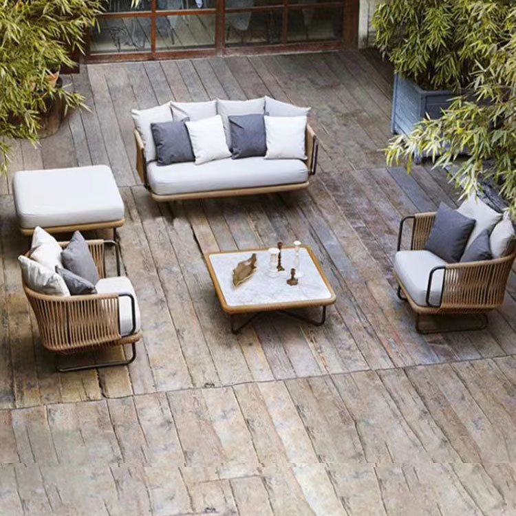 Oasis 5-Pic Outdoor Rope Woven Seating Set with Armchairs & Ottoman - 5 ...