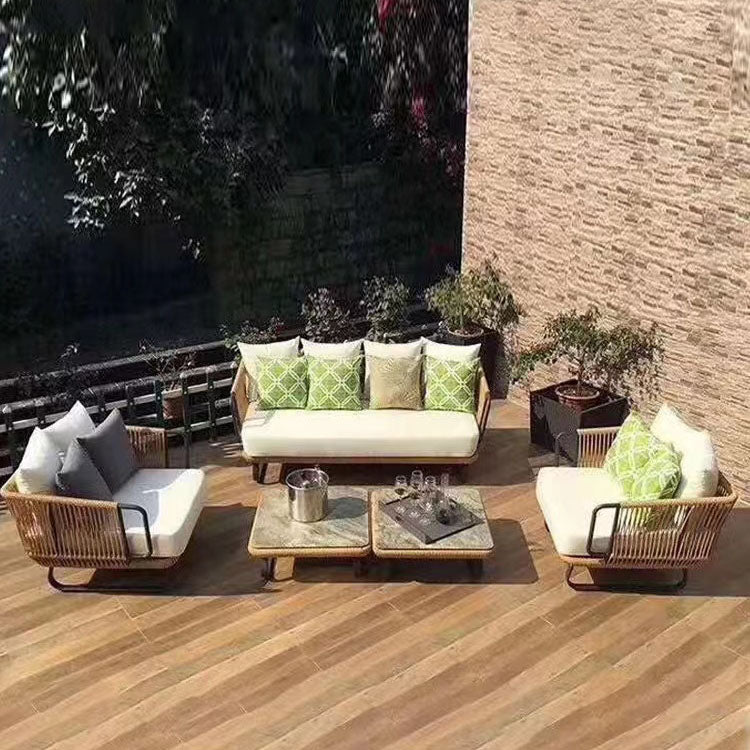 Oasis 5-Pic Outdoor Rope Woven Seating Set with Armchairs & Ottoman - 5 ...