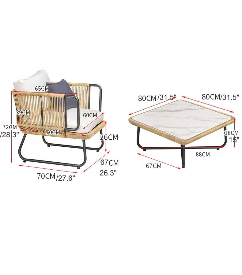 Oasis 5-Pic Outdoor Rope Woven Seating Set with Armchairs & Ottoman - 5 ...