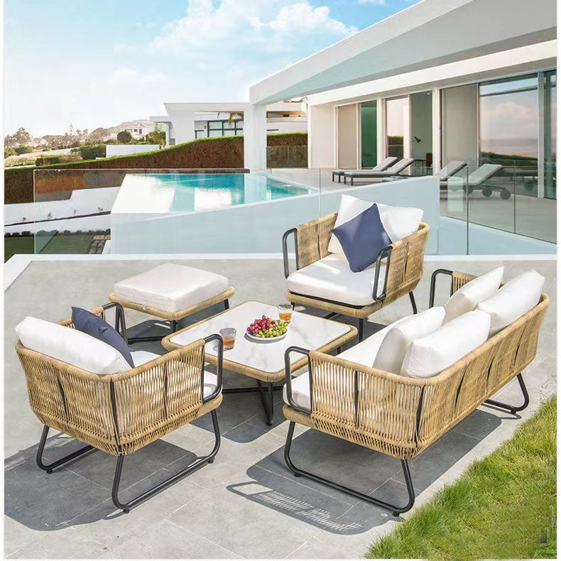 Oasis 5-Pic Outdoor Rope Woven Seating Set with Armchairs & Ottoman - 5 ...
