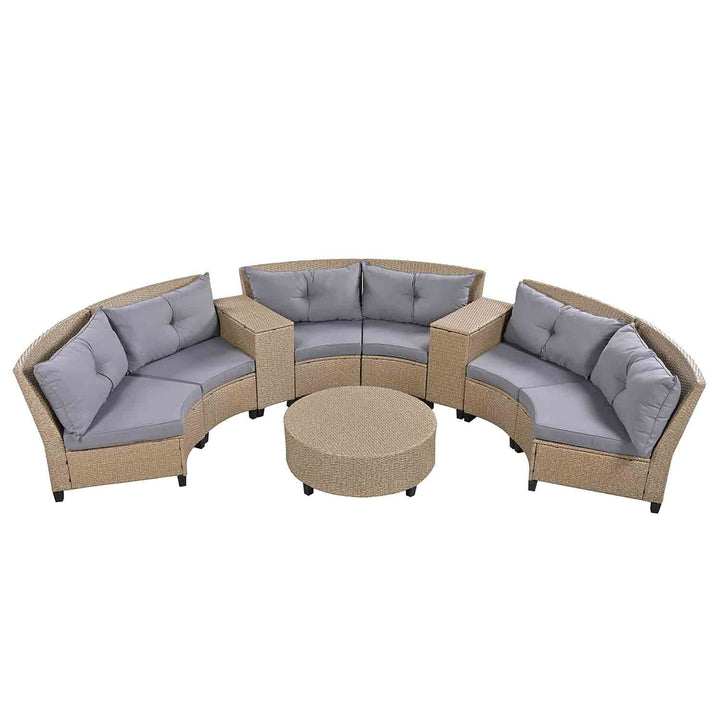 Irta 6 Seaters Curved Rattan Suit Combination with Cushions and Table