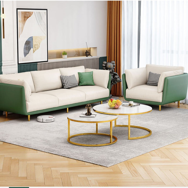 Madge Orange& White 3-Seater Sofa Set Deep Seat