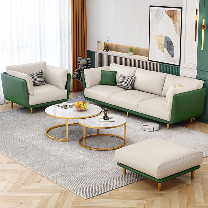 Madge Orange& White 3-Seater Sofa Set Deep Seat