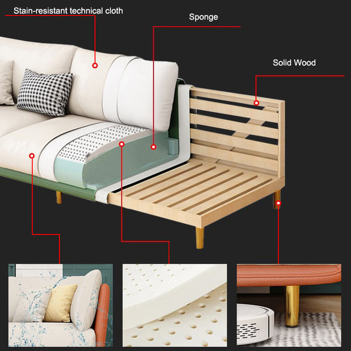Madge Orange& White 3-Seater Sofa Set Deep Seat