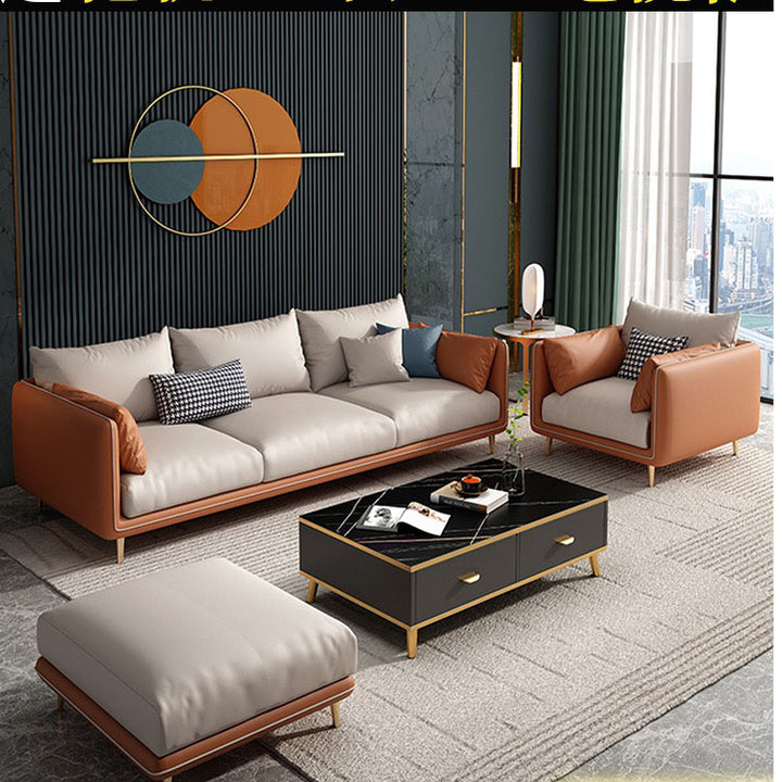 Madge Orange& White 3-Seater Sofa Set Deep Seat
