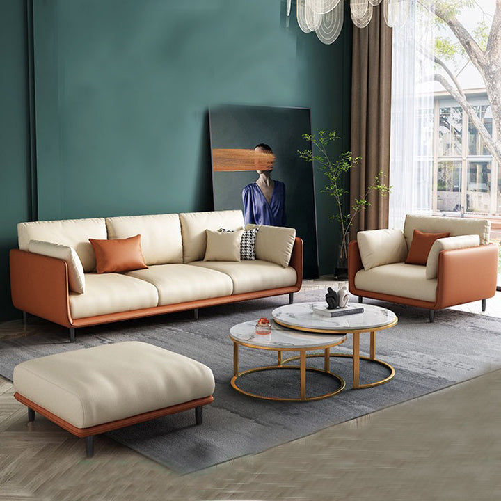 Madge Orange& White 3-Seater Sofa Set Deep Seat