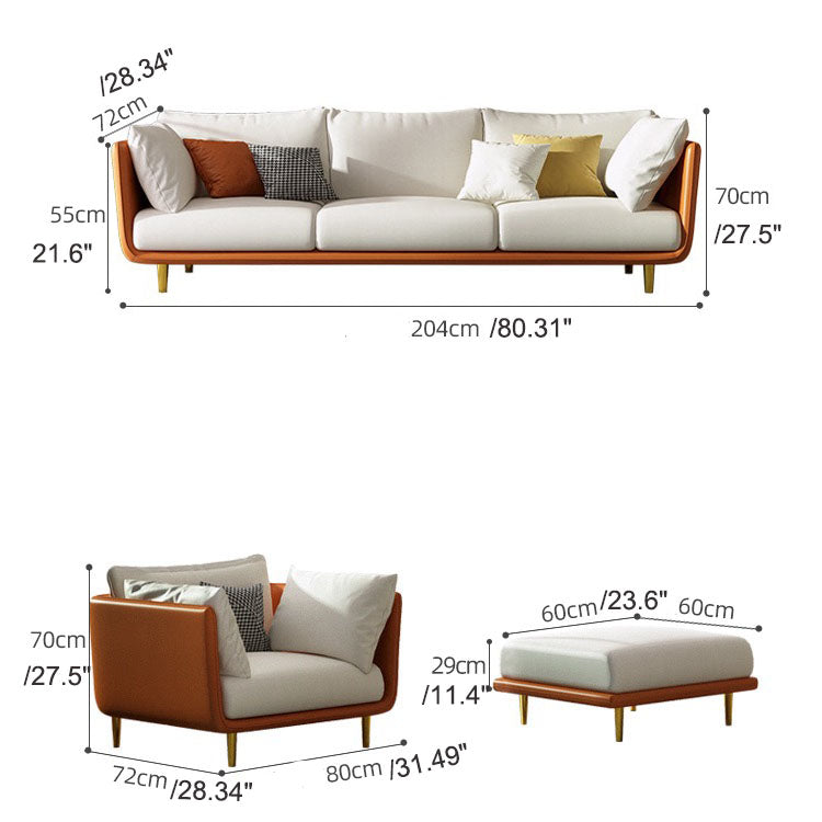 Madge Orange& White 3-Seater Sofa Set Deep Seat