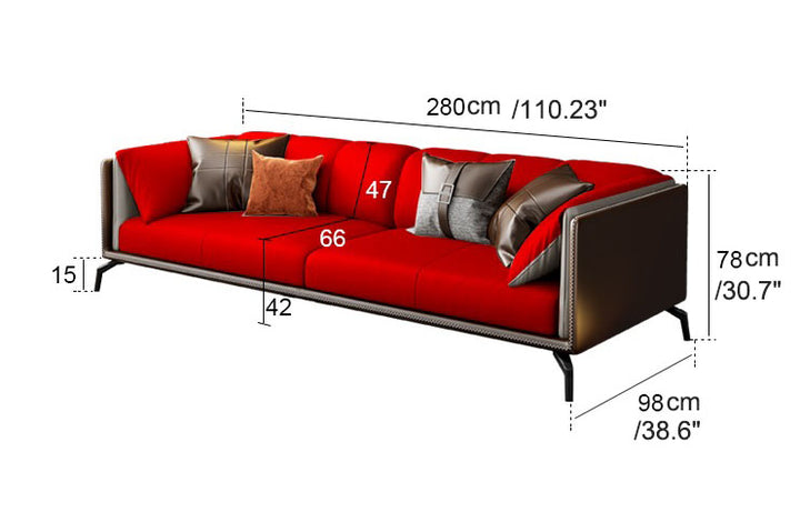 Madge Modern Luxury Nappa  Leather Sectional Sofa 139”