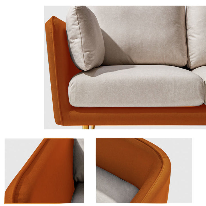 Madge Orange& White 3-Seater Sofa Set Deep Seat