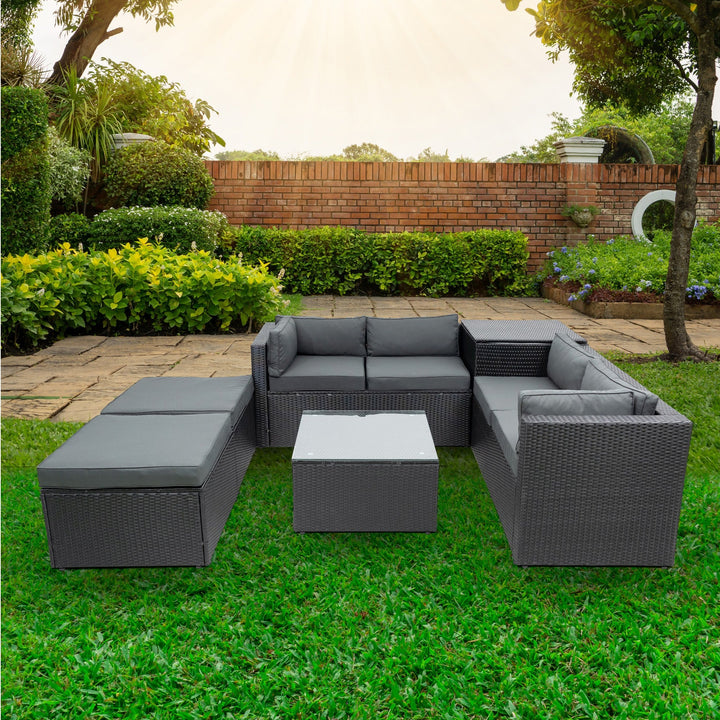 Irta Outdoor Sectional Sofa Set with Storage Box-6 Seat