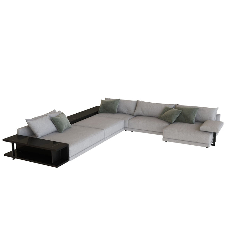 Rottnest Cotton Linen L Shaped Sectional Sofa Set with Storage table