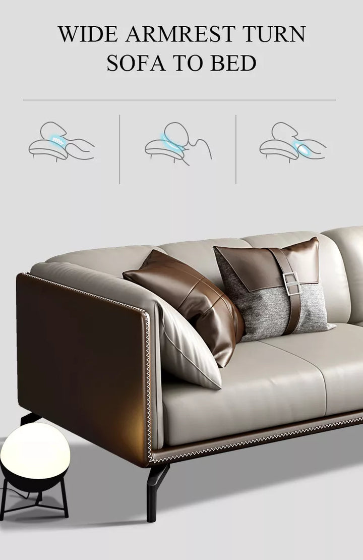 Madge Modern Luxury Leather Sectional Sofa Set with Chaise