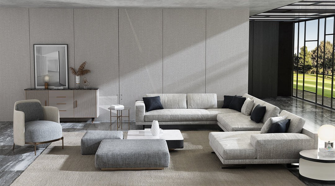 Rottnest Linen 6 Pieces Modular Sectional with End Tables