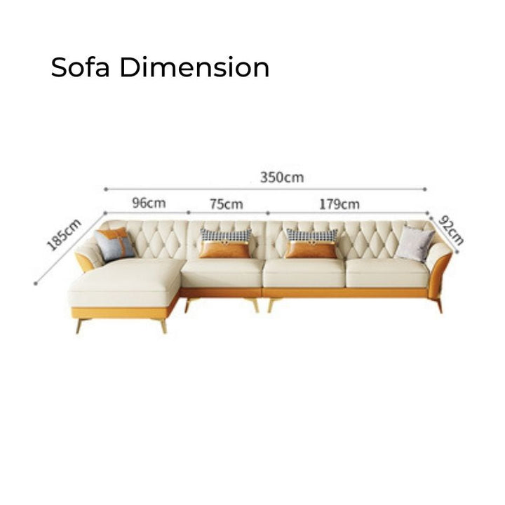 Sitka Modern Tufted Sectional with Chaise Longue 3 Pieces