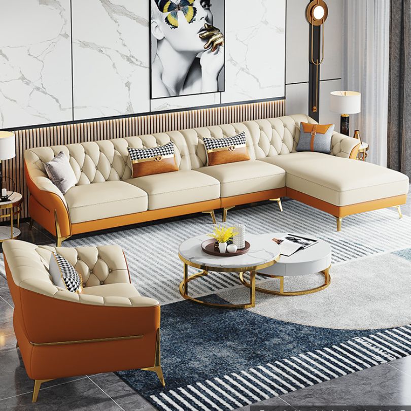 Sitka Modern Tufted Sectional with Chaise Longue 3 Pieces