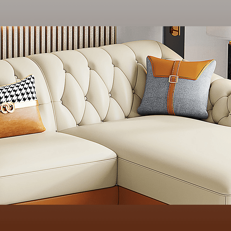 Sitka Modern Tufted Sectional with Chaise Longue 3 Pieces