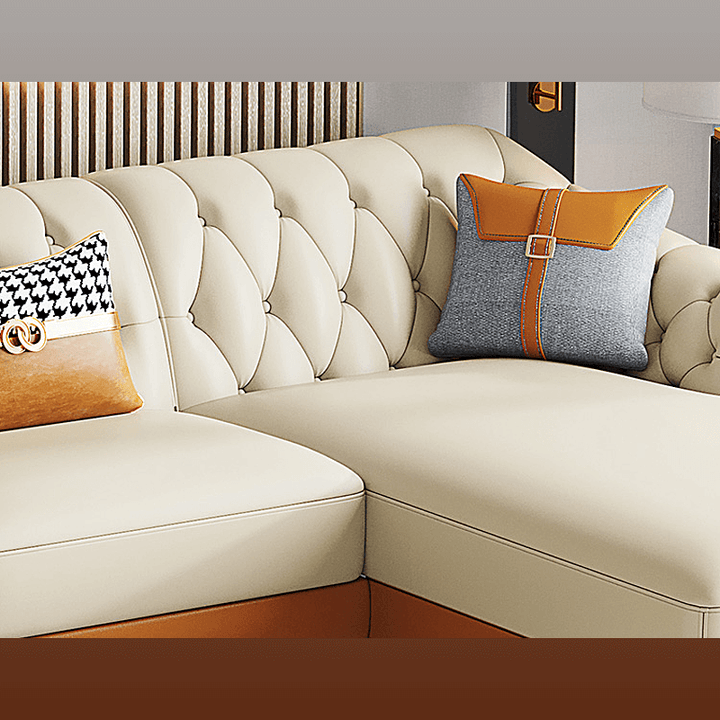 Sitka Modern Tufted Sectional with Chaise Longue 3 Pieces