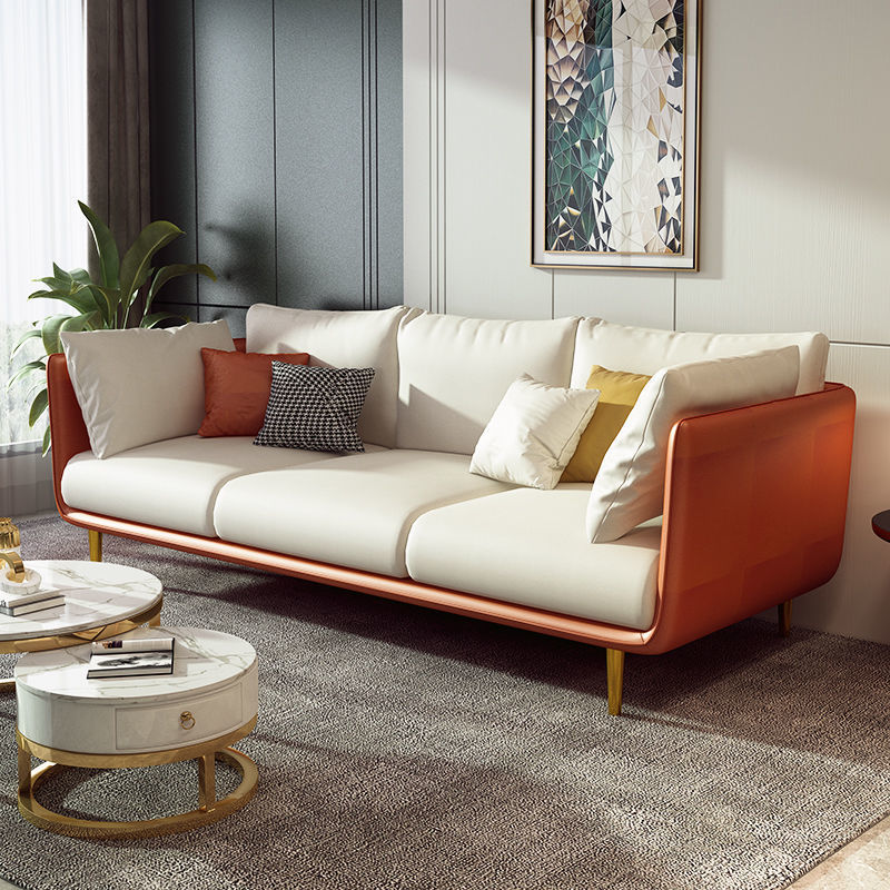 Madge Orange& White 3-Seater Sofa Set Deep Seat